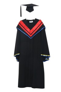 訂製澳門科技大學碩士法學院畢業袍  黑色正方畢業帽 紅色v領披肩 碩士畢業袍專門店DA166